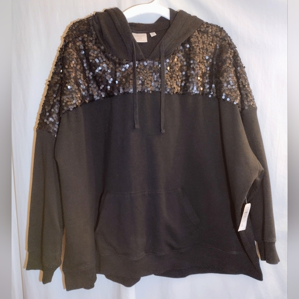 NEW Torrid Relaxed Sequin Hoodie Size 4 NWT - Picture 2 of 11